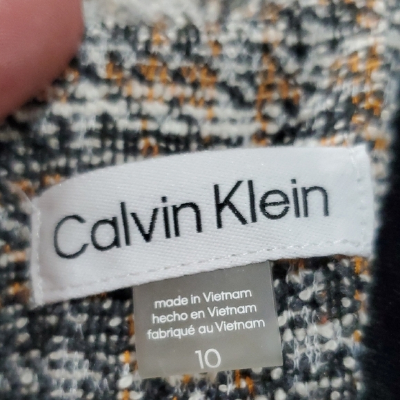 Calvin Klein Orange and Gray Midi Dress Modern Elegance - Picture 6 of 7